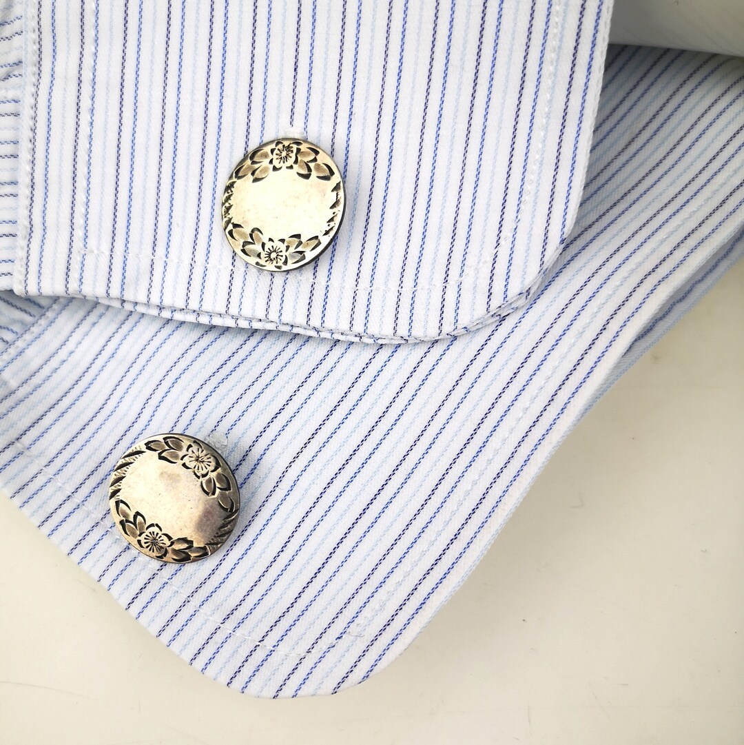 Vintage 1950's Sterling Silver Round Bullet Back Toggle Cuff Links ...