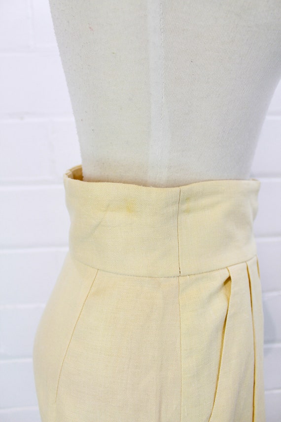 Vintage 1980s Cream Linen Bermuda Dress Shorts, M… - image 6