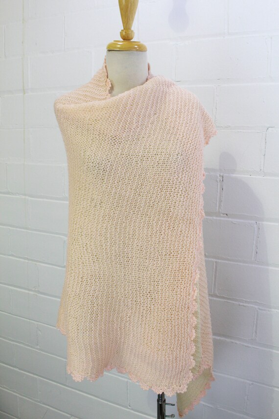 Vintage 20s Pink Wool Baby Blanket, Scarf/Cape, W… - image 3