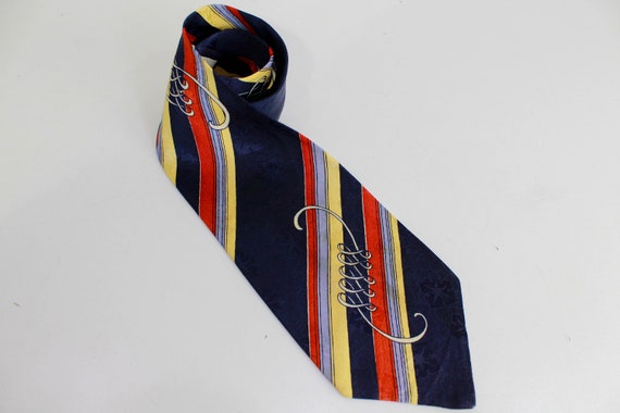 1940s Wide Necktie, 4 in. Wide Bold Look Striped … - image 3