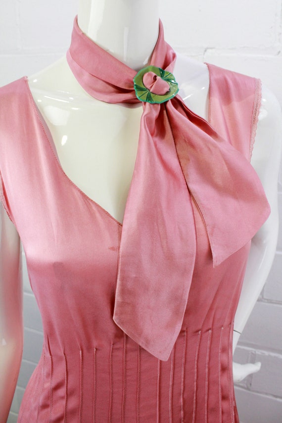 1930s Rose Pink Charmeuse Satin Dress with Matchi… - image 4