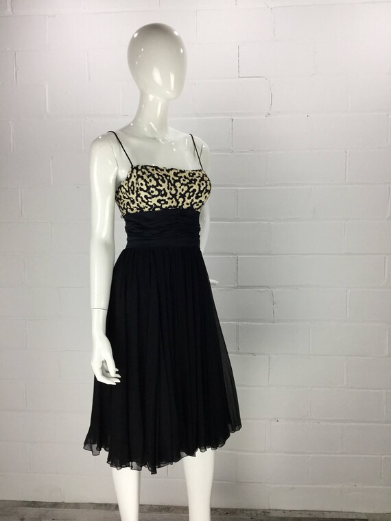 black and cream prom dress