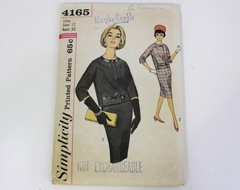 1960s Dress Sewing Pattern Simplicity 4165, Vintage 60s Sewing Pattern, Complete, Bust 32
