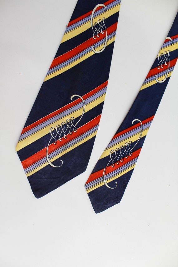 1940s Wide Necktie, 4 in. Wide Bold Look Striped … - image 2