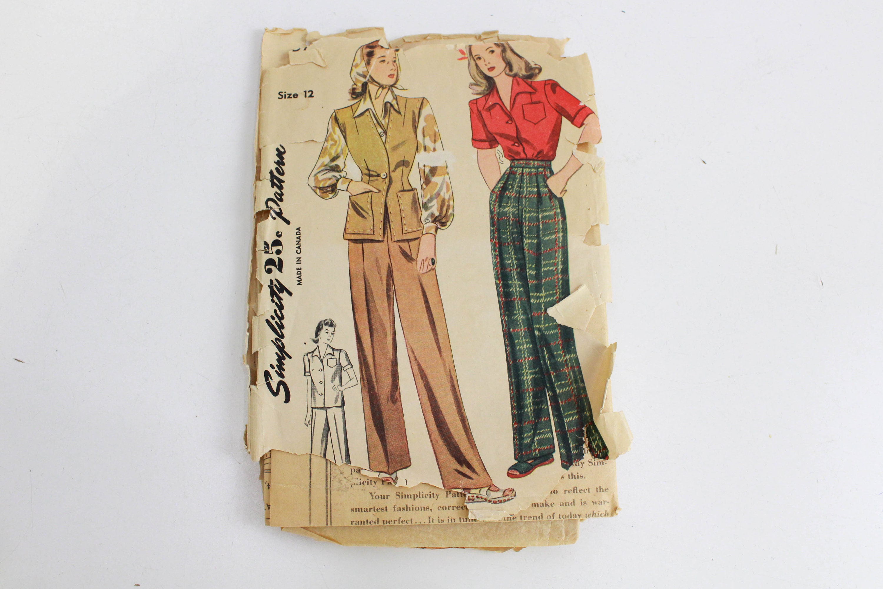 Vintage 1940s Simplicity Pattern S9635 Misses Lounge Top  Pants   WeaverDeecom