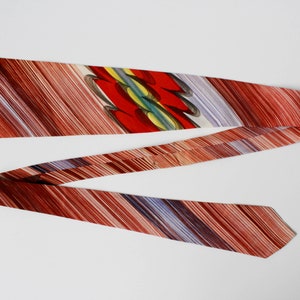 1940s Hand Painted Rayon Necktie, Wide Tongue