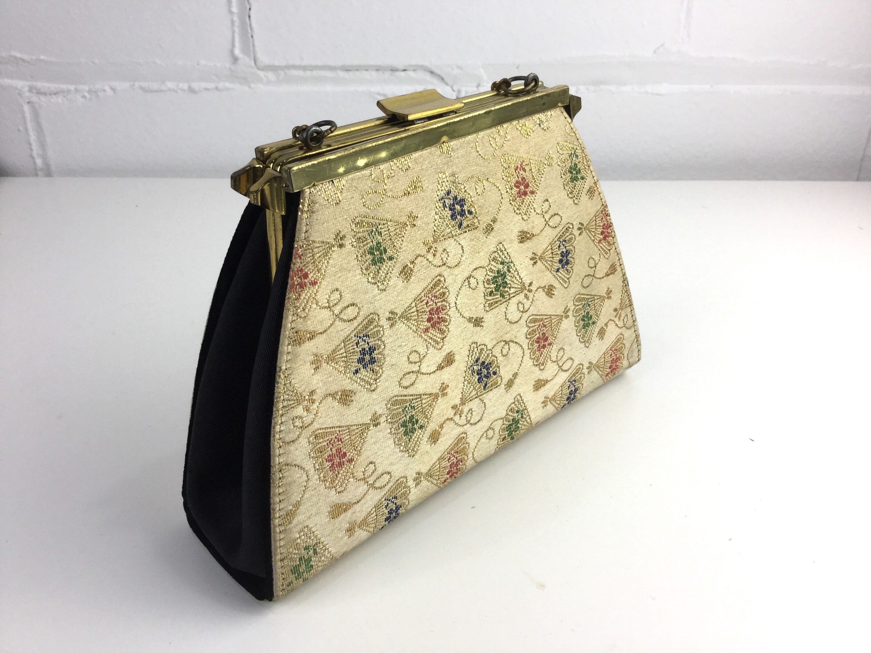 1950s Edwards Bags Ltd. Convertible Gold and Black Evening