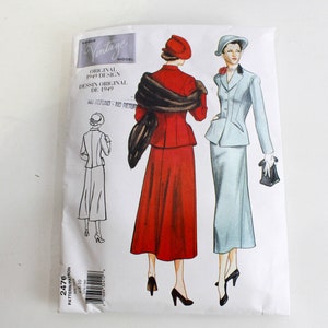 1940s Reissue Vogue Vintage 2476 Sewing Pattern, Women's Jacket and Skirt, Sizes 6 8 and 10, Complete