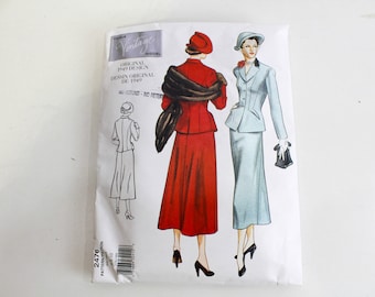 1940s Reissue Vogue Vintage 2476 Sewing Pattern, Women's Jacket and Skirt, Sizes 6 8 and 10, Complete