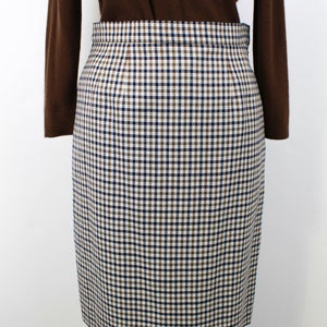 90s Brown Checked Skirt, Medium, 29 Waist, Vintage 1990s Mini Skirt, Aquascutum Minimalist Preppy Skirt image 3
