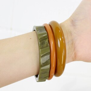 1930s/40s Bakelite Bracelet, Bangle, Caramel Butterscotch Early Plastic Vintage Spacer Bangle image 6