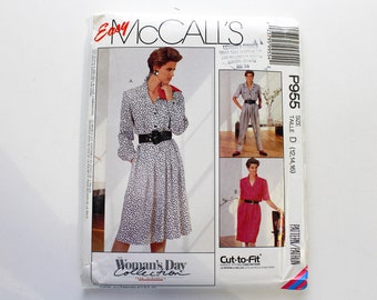 80s Jumpsuit and Dress Sewing Pattern McCall's P955, Vintage Womens Pattern, UNCUT, Factory Folds, Bust 34-36-38