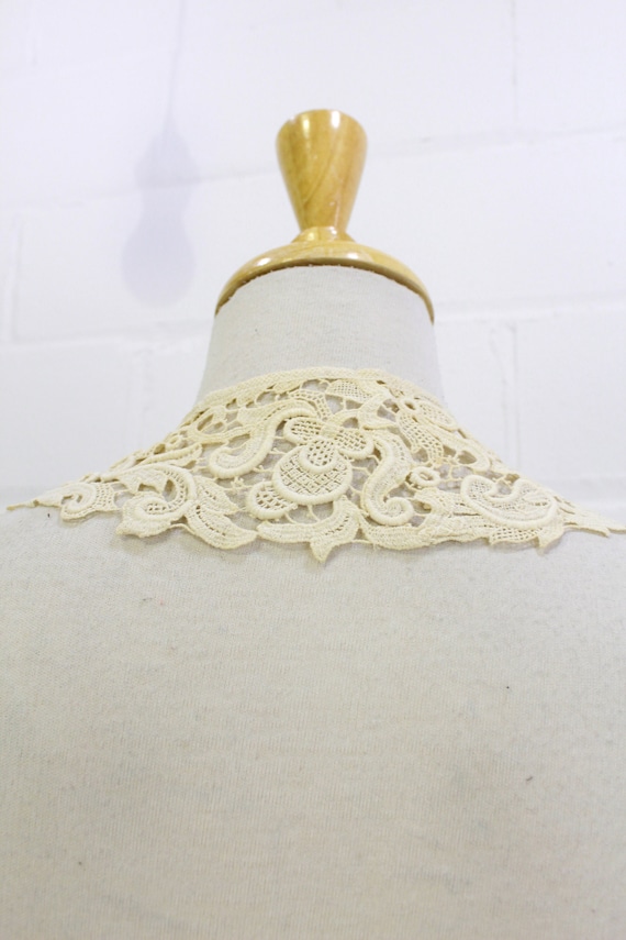 Antique Edwardian Floral Lace Detachable Collar, … - image 2