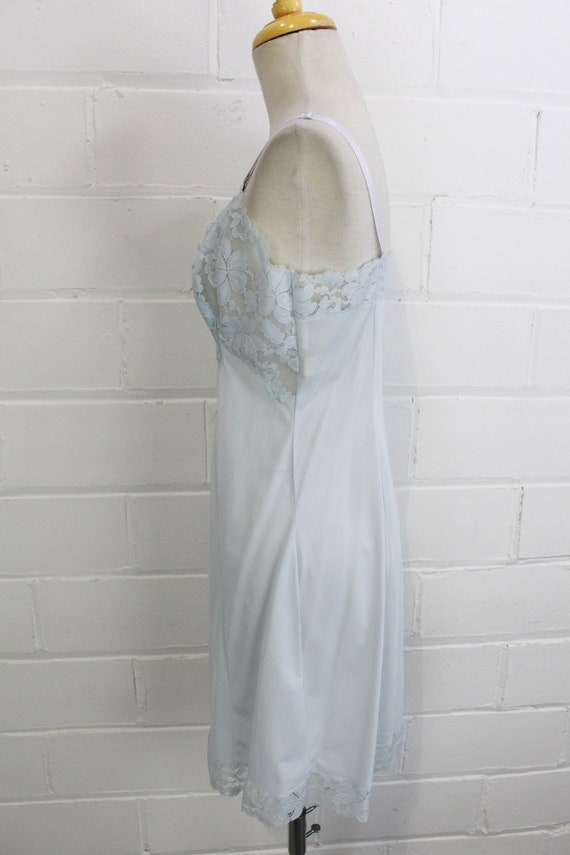 1960s Baby Blue Slip Dress, Bust 36", Lace Bust - image 6