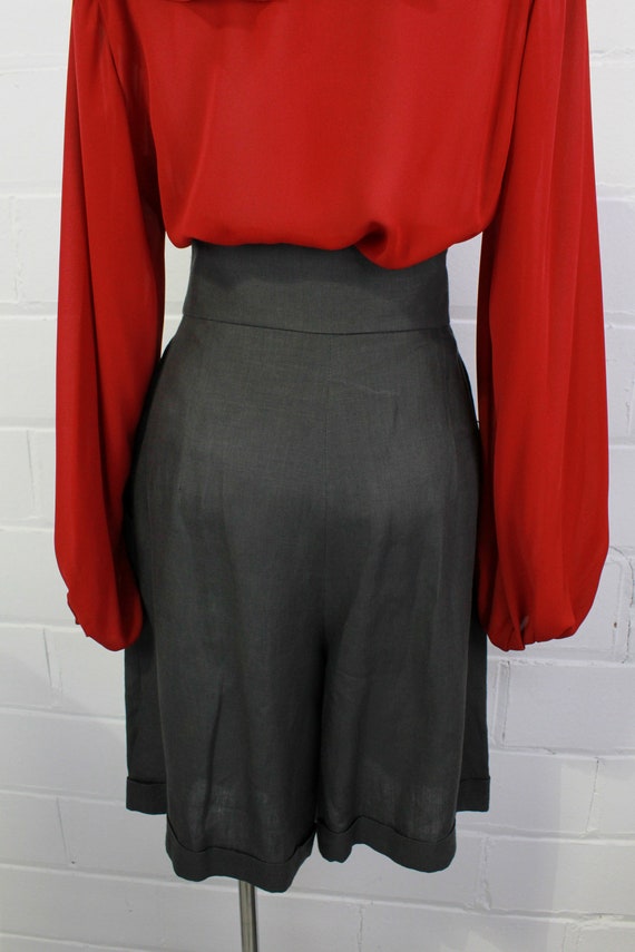 Vintage 1980s Linen Charcoal Bermuda Shorts, Dres… - image 10