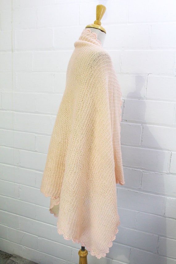Vintage 20s Pink Wool Baby Blanket, Scarf/Cape, W… - image 6
