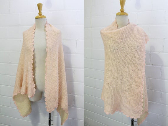Vintage 20s Pink Wool Baby Blanket, Scarf/Cape, Wo