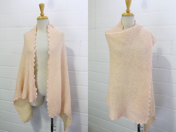 Vintage 20s Pink Wool Baby Blanket, Scarf/Cape, W… - image 1