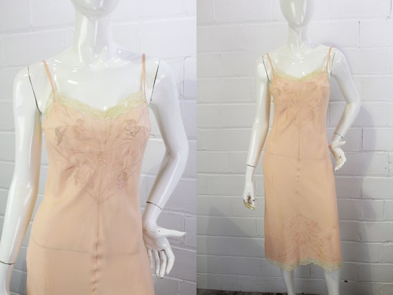 1930s/40s Pink Silk Slip Dress, Vintage 30s Linge… - image 1