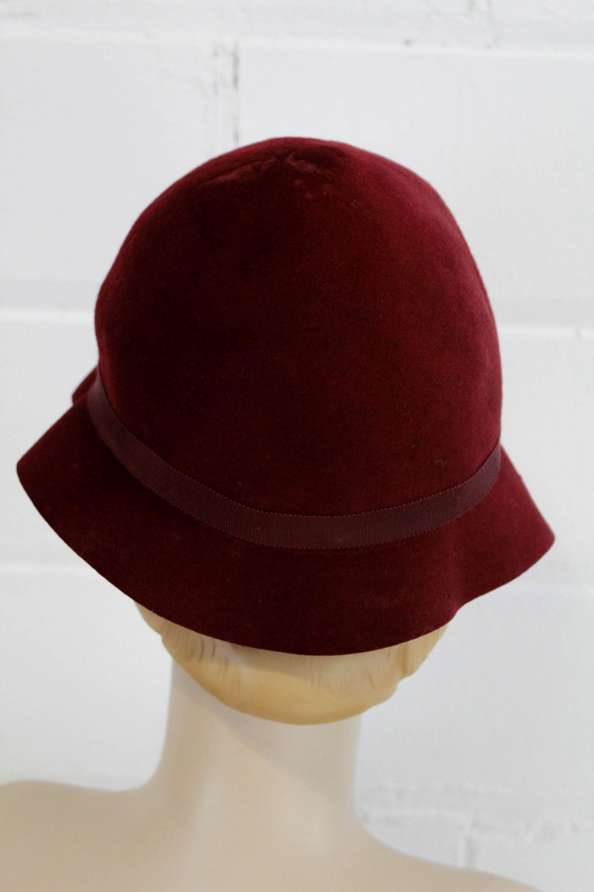 Adora wool felt cloche hat. The hat is a deep burgundy color NWT Adora Wool Hat - Etsy main image 3