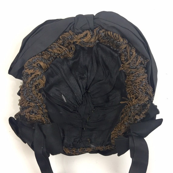 Antique Victorian Black Mourning Bonnet Cap with … - image 7