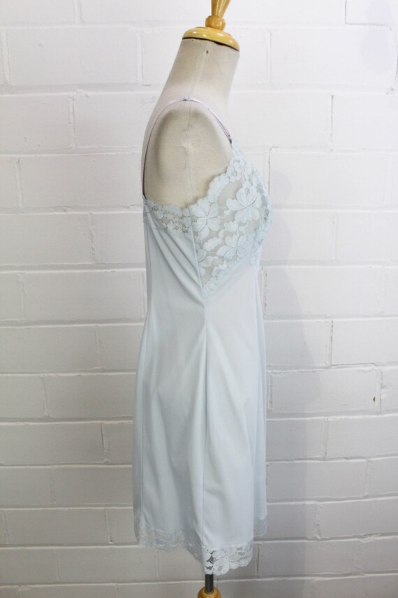 1960s Baby Blue Slip Dress, Bust 36", Lace Bust - image 4