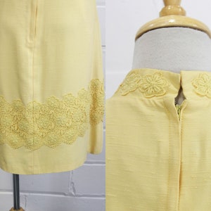 1960s yellow dress and jacket set vintage alfred werber back detail neck hem