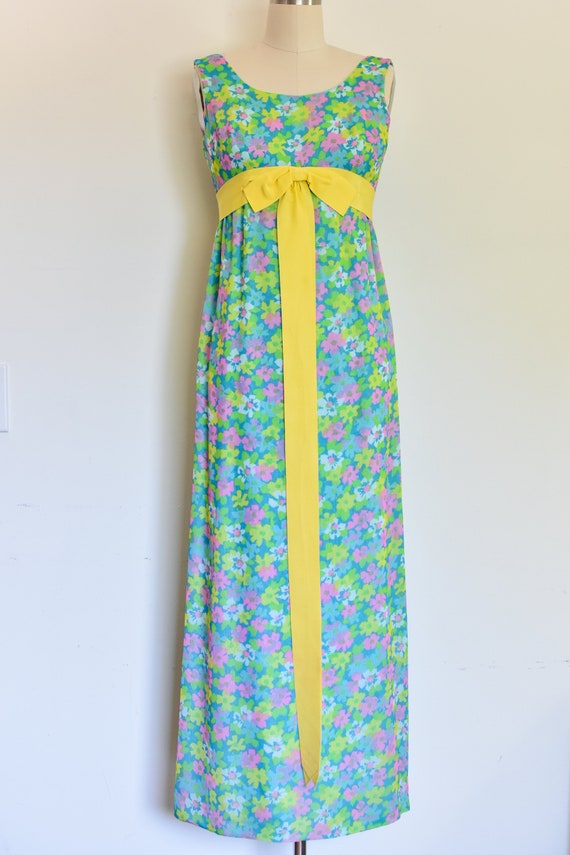 Vintage 1970s Maxi Dress with Blue, Purple, Green… - image 2