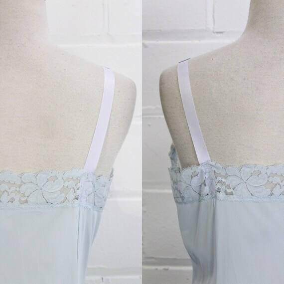 1960s Baby Blue Slip Dress, Bust 36", Lace Bust - image 9