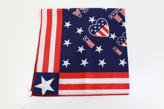 ヴィンテージ「I Love The USA」バンダナ、アメリカプリントの星条旗