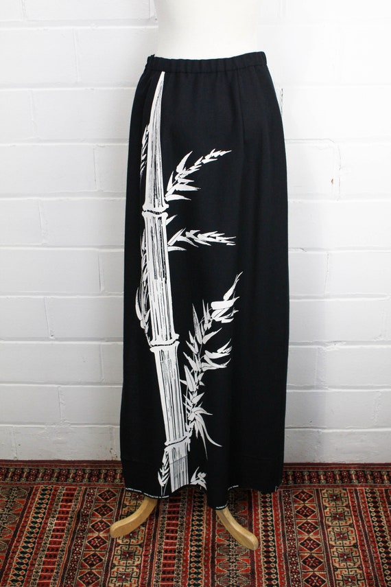 1960s/70s Alfred Shaheen Maxi Skirt, Waist 28, Bl… - image 9