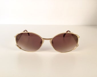 Vintage 1990s Oval YSL Sunglasses, Vintage Yves St Laurent Gold Sunglasses Frames, Rose Gray Lens, YSL 6036, New Old Stock 90s Glasses