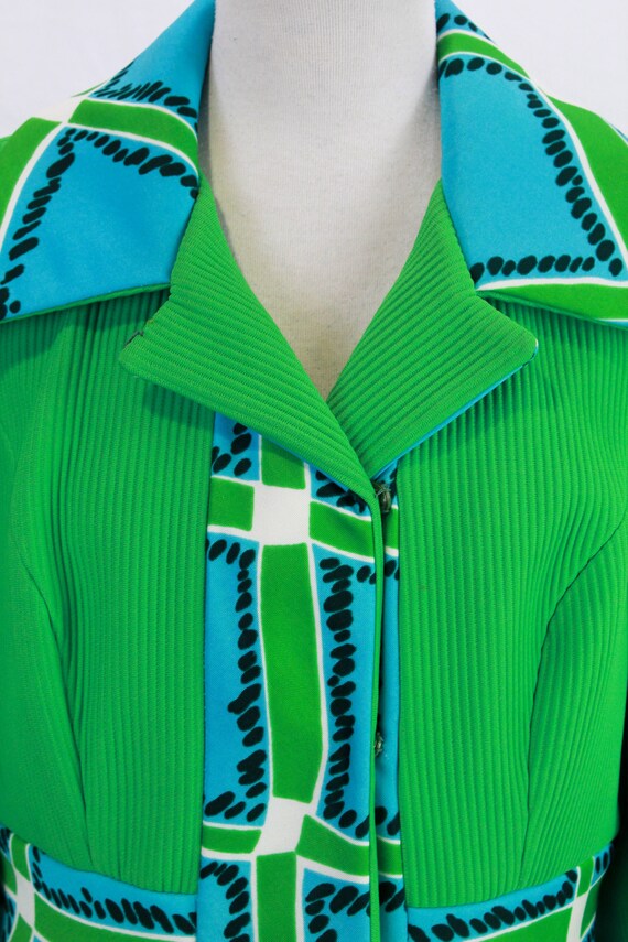 1970s Lilli Ann Knit Dress Jacket, Kelly Green Ribbed… Gem