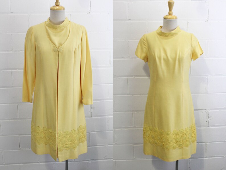 1960s yellow dress and jacket set vintage alfred werber