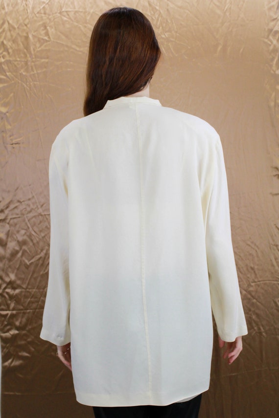 1980s Krizia Blouse, Cream Silk Button Up Blouse,… - image 6