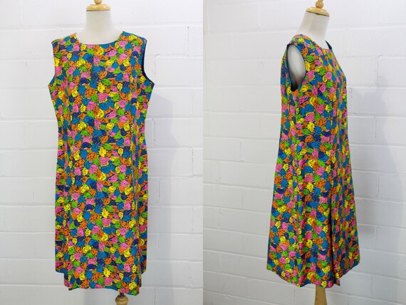 Vintage 1970s Psych Floral Shift Dress by Penningt