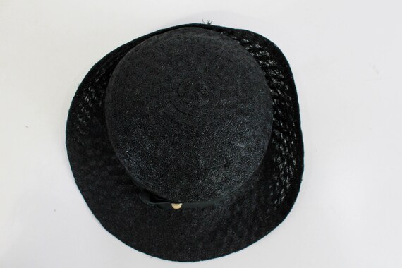 1930s Black Straw Women's Hat by Woolworth, with … - image 5