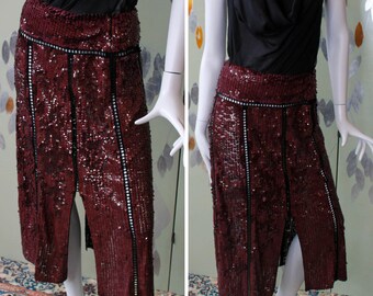 Emilio Pucci Purple Sequinned Midi Skirt, Waist 30", Medium, Sheer Designer Vintage Skirt