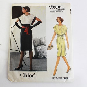 1980s Vogue Paris Original Sewing Pattern 1380 by Chloe, Dress Pattern, Complete Bust 31.5