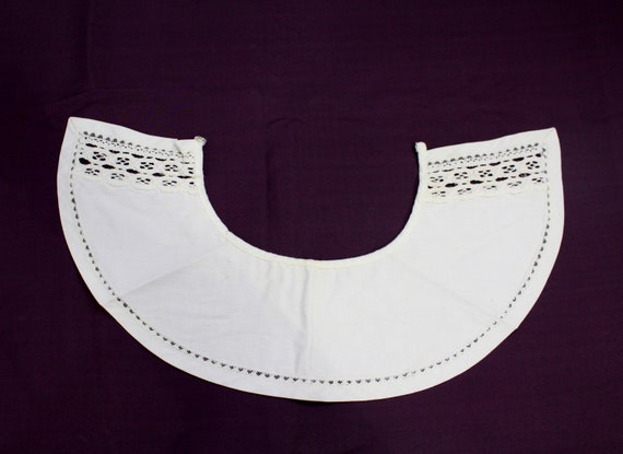 Vintage 1950s Detachable Collar, White Cotton wit… - image 5