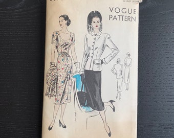 Patron De Couture Vogue Années 1940 - Robe Avec Boléro Et Ceinture - Taille 6 à 14 - Neuf