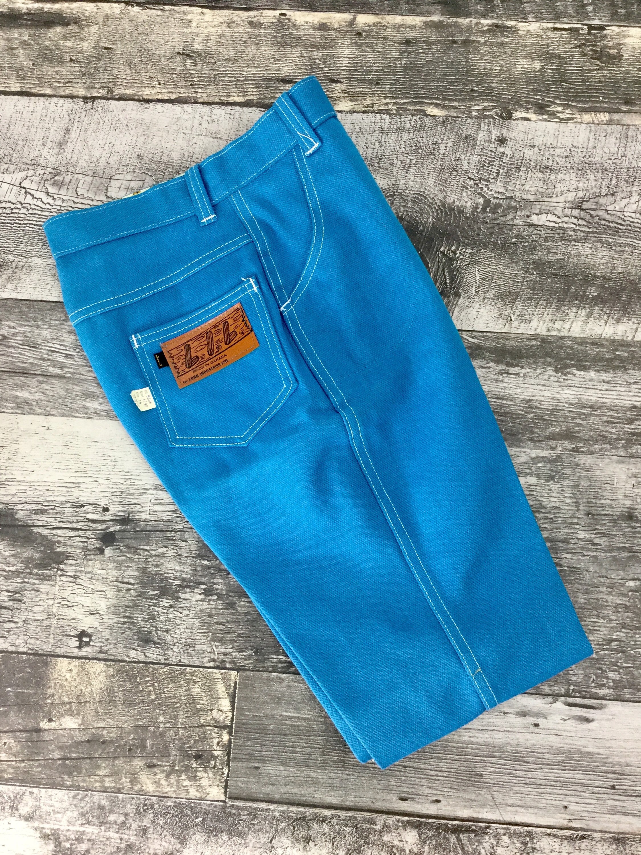 1960s Blue Colored Jeans Vintage Womens 