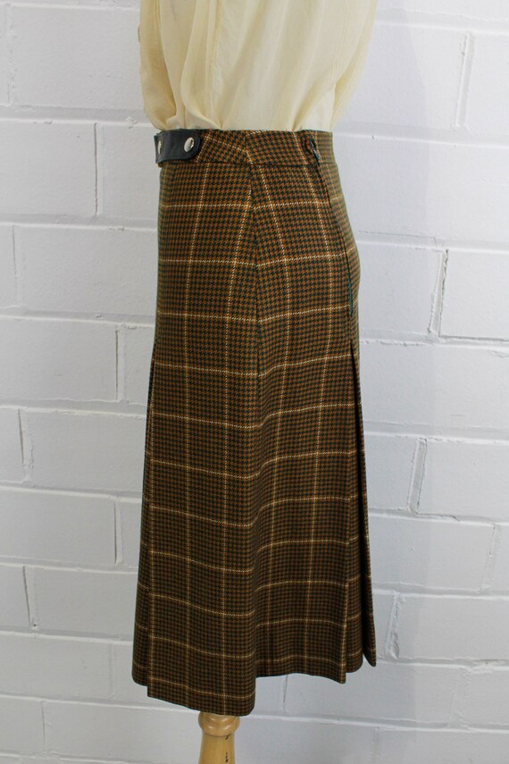 1970s Celine Skirt, Logo Buckle, Brown Houndstoot… - image 7