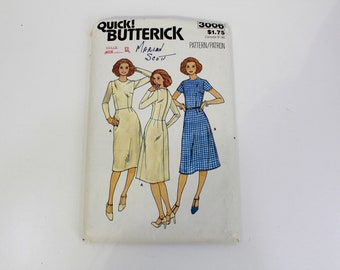 1970s Women's Basic Shell Dress Sewing Pattern Butterick 3008, UNCUT, Vintage 70s Sewing Pattern, Bust 34, Complete