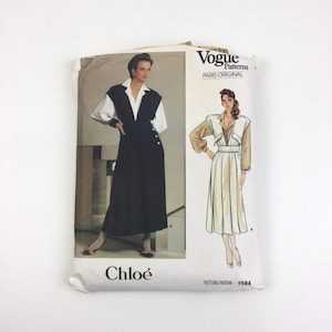 1985 Vogue Paris Original Chloé 1584 Sewing Pattern, Cut and Uncut Complete Pattern, Vintage 80s Blouse and Overdress/Jumper Pattern, B32