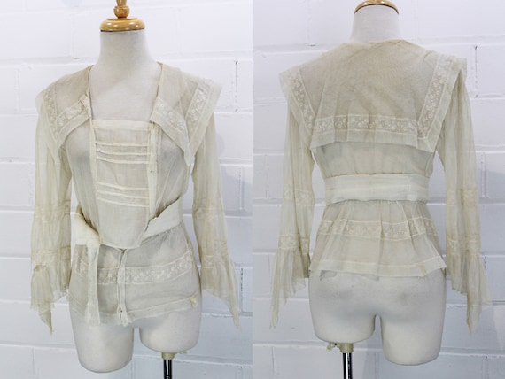 Antique Victorian/Edwardian Net Blouse with Sailor