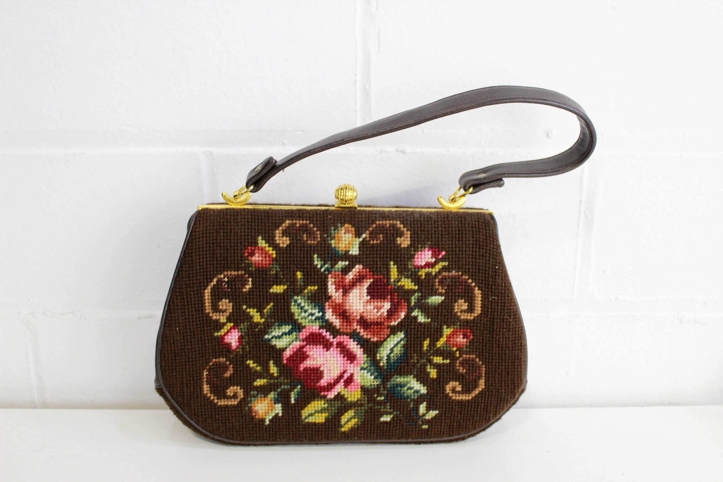 Vintage needlepoint hotsell purse