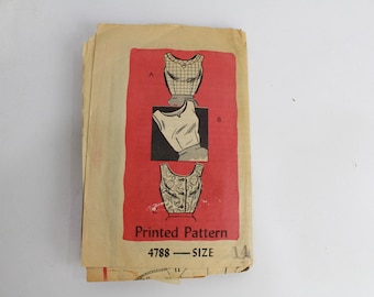 1950s Mail Order Printed Pattern 4788, Short Sleeve or Sleeveless Blouse, Bust 34, Complete, Unused