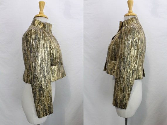 1960s Pauline Trigere Metallic Gold Lame Cocktail… - image 8