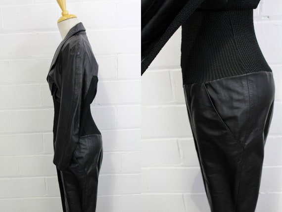 80s Black Leather Jumpsuit, XS, Climax by Karen O… - image 6